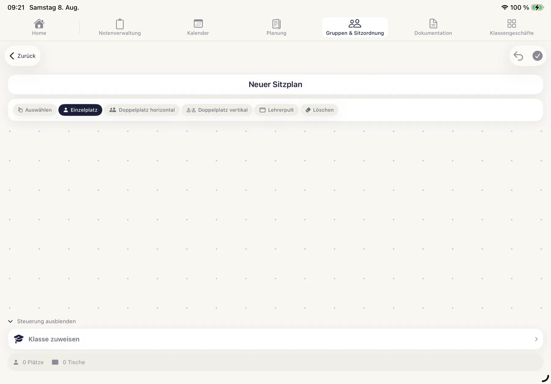 Leerer Sitzplan-Editor