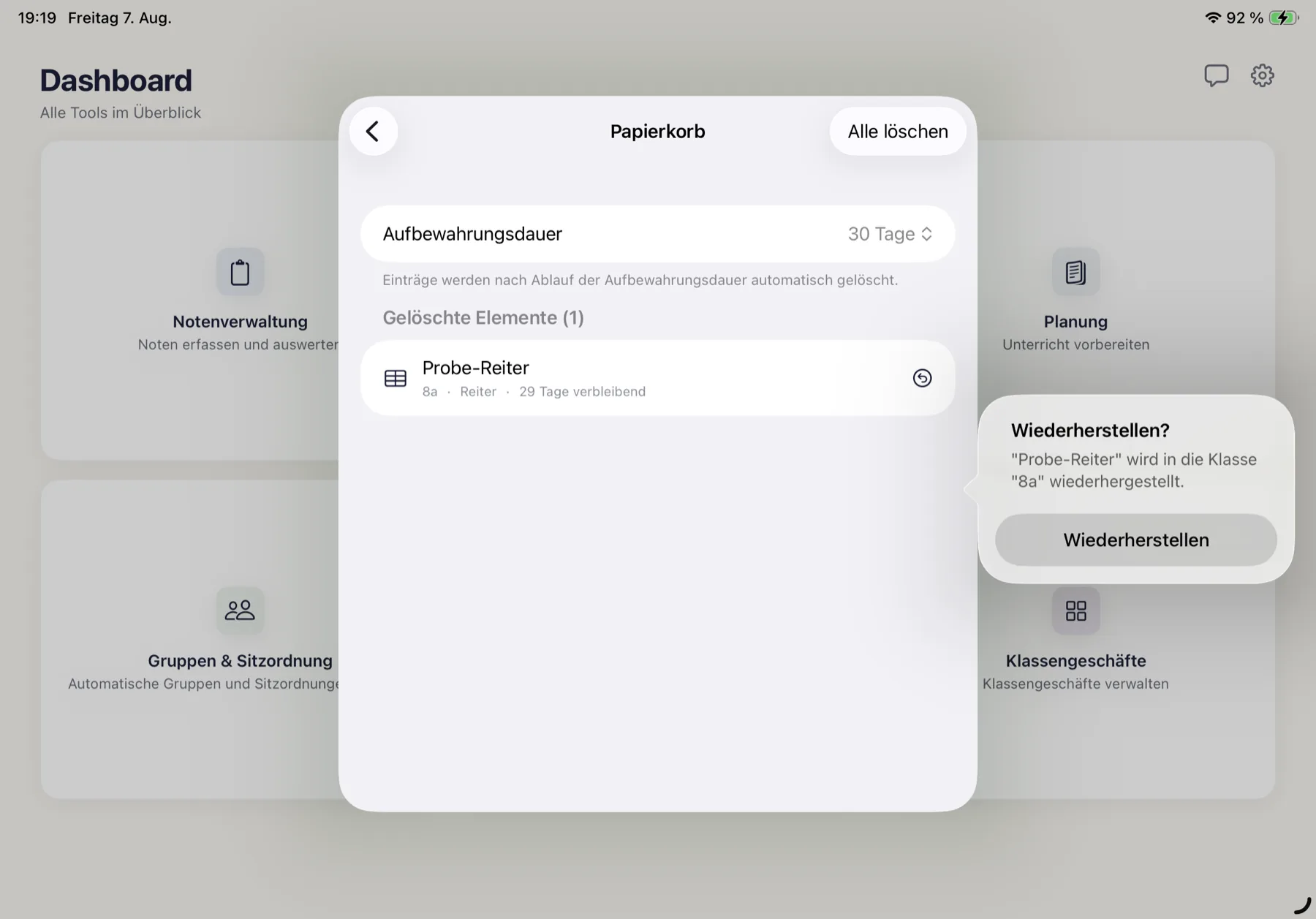 Dialog Wiederherstellen