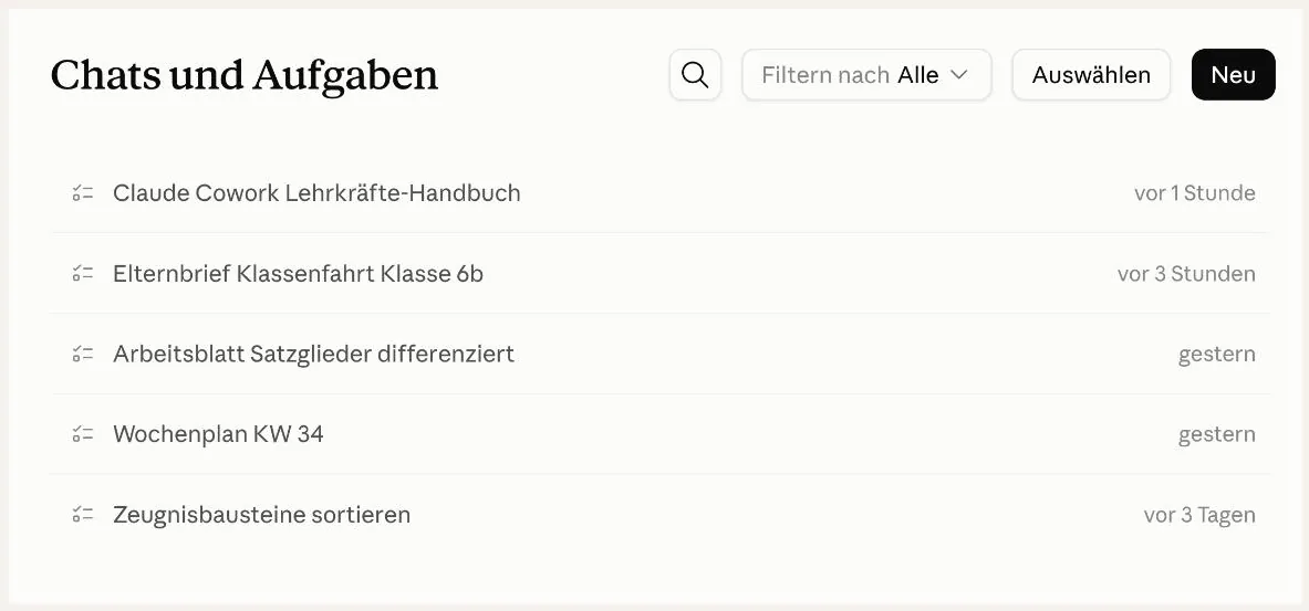 Bild 7: Chats und Aufgaben.