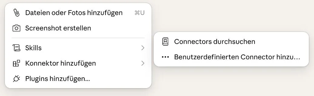 Bild 12: Das Konnektor-Untermenü.