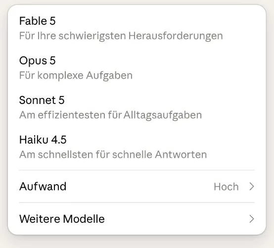 Bild 14: Die Modellauswahl.